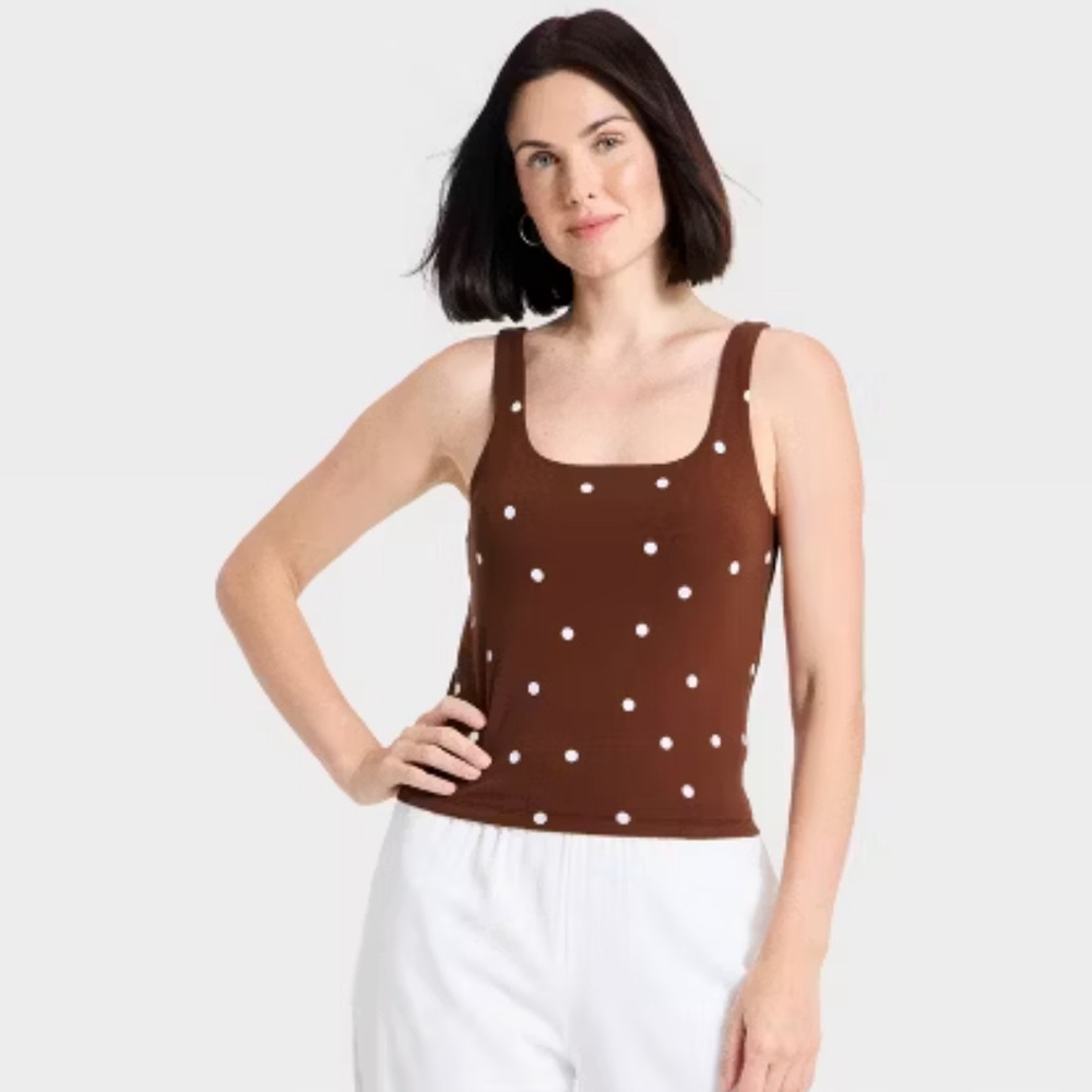 Women's Sculpt Square Tank Top - A New Day™ Brown M